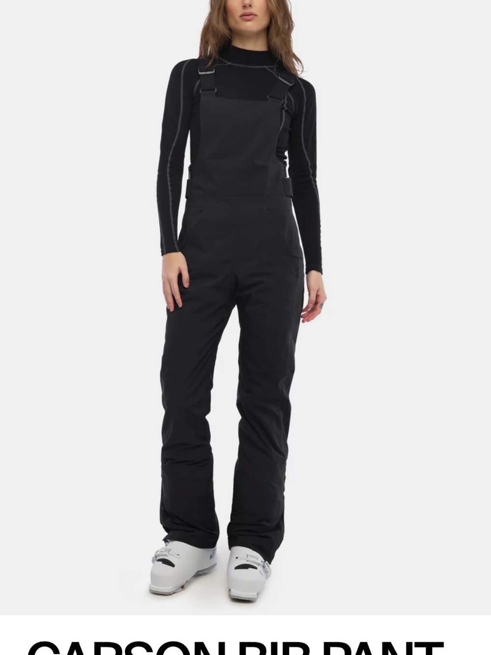 Carson Black Bib Snow Pants - Women’s Flare Ski Overalls